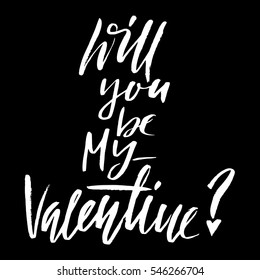 Vector Happy Valentine's Day Vintage Card. Will you Be My Valentine Lettering.