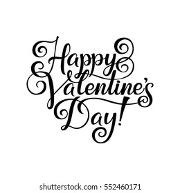 Vector Happy Valentines Day Vintage Card With Lettering. White Background Poster Template.