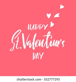 Vector Happy Valentines Day Vintage Card With Lettering.