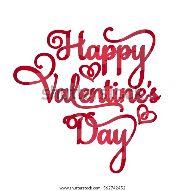 Vector Happy Valentines Day Watercolor Inscription 库存矢量图 免版税 562742452