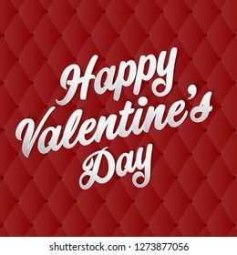 Vector Happy Valentine's day white text on red abstract background.