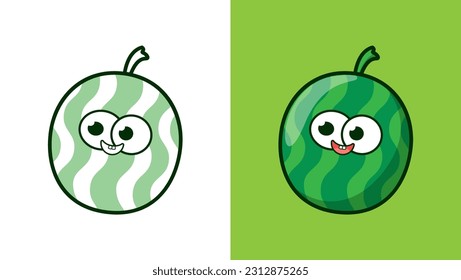 Vector Happy Watermelon Cartoon Premium