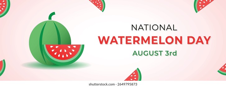 Vector Happy Watermelon Day Banner Design Celebration