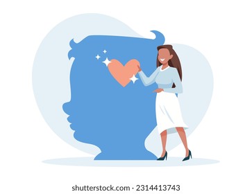 Vector of a happy woman giving love taking care of a child 