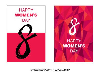 Vector Happy Women's Day Card and Poster of Number 8. Flat, Icon, Sign, Symbol, Object, Graphic Design, Element, Illustration for Print.