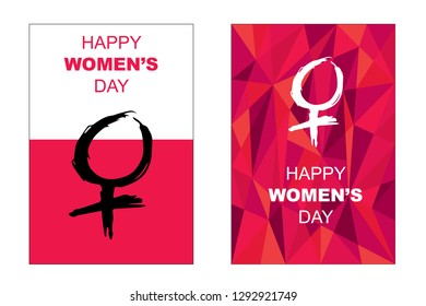 Vector Happy Women's Day Card and Poster of Female Gender. Flat, Icon, Sign, Symbol, Object, Graphic Design, Element, Illustration for Print.