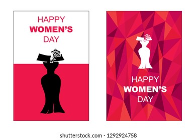 Vector Happy Women's Day Card and Poster of Woman Fashion Dress. Flat, Icon, Sign, Symbol, Object, Graphic Design, Element, Illustration for Print.