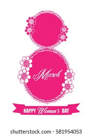 Vector 'Happy Women's Day' poster with cute flowers