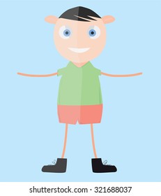 Vector happy young boy on blue background
