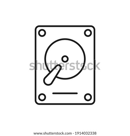 Vector hard drive disk, HDD flat color line icon.