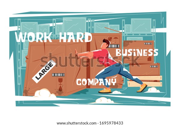 vector of hard working people,\
logistics warehouse illustration, business company. boxes.\
cartoon