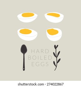 Vector hard-boiled eggs. Hand drawn kitchen illustration 