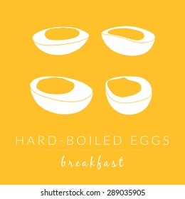 Vector hard-boiled eggs. Hand drawn kitchen illustration 