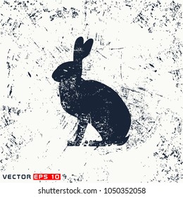 Vector Hare Silhouette On Grunge Background