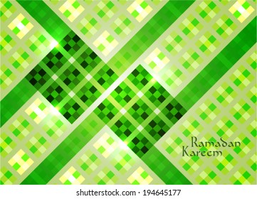 Vector of Hari Raya Ketupat for Muslim celebration. Translation: Ramadan Kareem - May Generosity Bless You During The Holy Month.