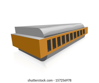 Vector Harmonica Isolated On White