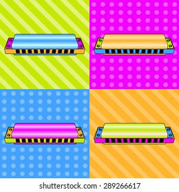 Vector harmonica in the style of pop art