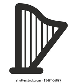 Vector harp icon. Music tool,  monochrome flat symbol isolated. harp sign, logo illustration.