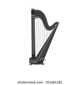 Vector harp isolated on white background