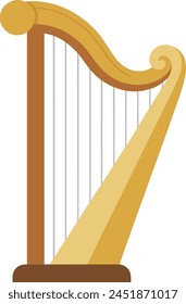 Vector harp musical instrument illustration flat  design