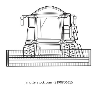 Vector harvester at harvest in isolate on white background.Wheat harvesting process.