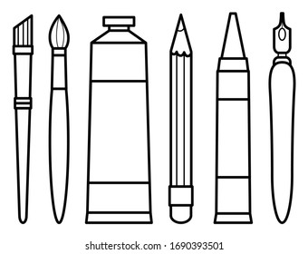Vector harvesting on black and white of traditional art instruments