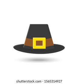 Vector hat black icon in flat style isolated on a white background.