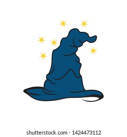 Vector hat magic hand drawn Witch and magic item hat illustration on white background