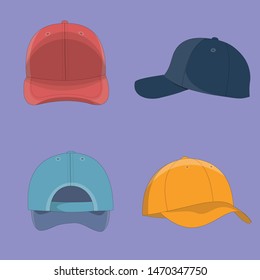 vector hat mockup multiple angle and colors