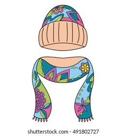 Vector hat and scarf colorful