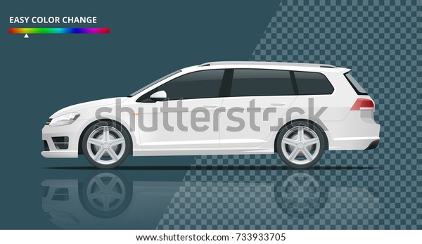 Vector hatchback car. Compact Hybrid Vehicle.\
Eco-friendly hi-tech auto. Easy color change. Template vector\
isolated on transparent View\
side
