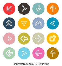 Vector Hatched Arrows Set in Colorful Circles