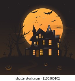 Vector haunted house background