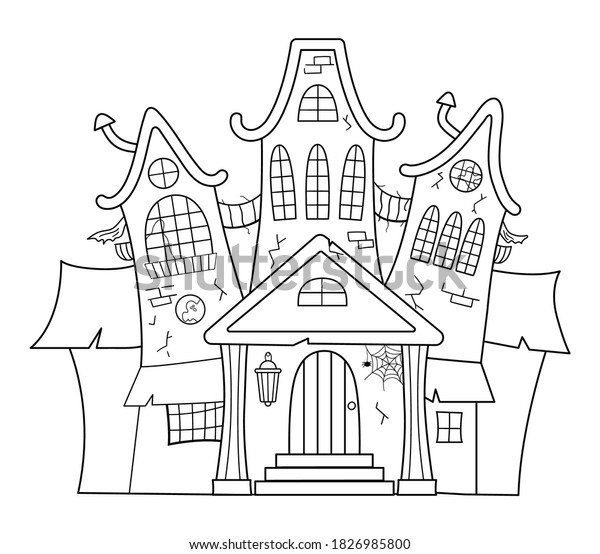 Vector Haunted House Black White Illustration Stock Vector (Royalty ...