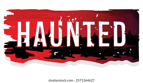 Vector haunted text with bloody background. Tense atmosphere of red skies