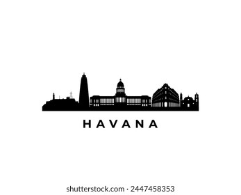 Horizonte del Vector La Habana. Viajar a Lugares famosos famosos de La Habana. Concepto de negocios y turismo para presentación, Anuncio, Sitio web.