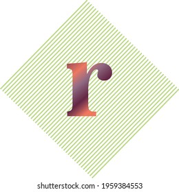Vector having Alphabet small r in multi colors on lining background