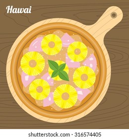 Vector Hawai pizza,flat design