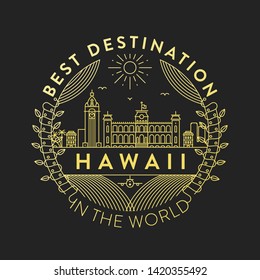 Vector Hawaii City Badge, Linear Style