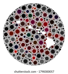 Vector Hawaii State map collage of covid-2019 virus. Infection attacks the quarantine territory from outside. Stencils circle Hawaii State map collage formed with infection parts.