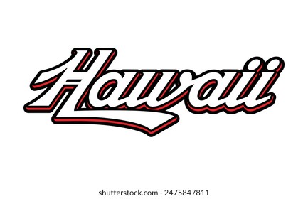 Vektorgrafik Hawaii Text Typografie Design für Tshirt Hoodie Baseball Cap Jacke und andere Verwendungen Vektorgrafik	