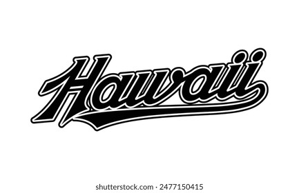 Vector Hawaii text typography design for tshirt hoodie baseball cap jacket and other uses vector	