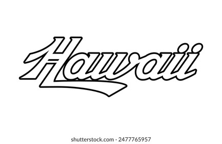 Vector Hawaii text typography design for tshirt hoodie baseball cap jacket and other uses vector	