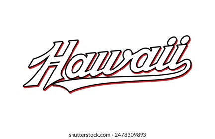 Vector Hawaii text typography design for tshirt hoodie baseball cap jacket and other uses vector	