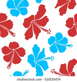 Vector of Hawaiian Aloha Shirt design in blue and red colors on a white background.