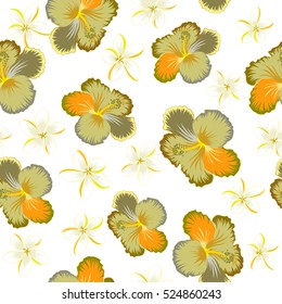 Vector of Hawaiian Aloha Shirt design in yellow, brown and neutral colors on a white background.