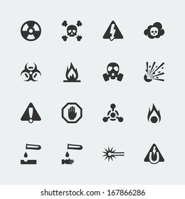 Vector hazard and danger mini icons set