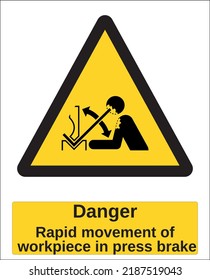 vector hazard warning sign iso standard pictogram rapid movement of workpiece in press brake
