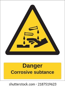 vector hazard warning sign iso standard pictogram corrosive subtance