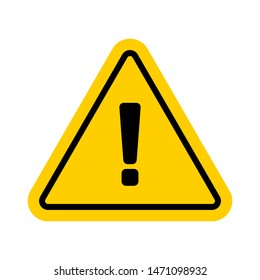 Vector hazard warning symbol isolated on white background. Yellow warning icon and sign of problem for use on web, typography, on the road and construction.